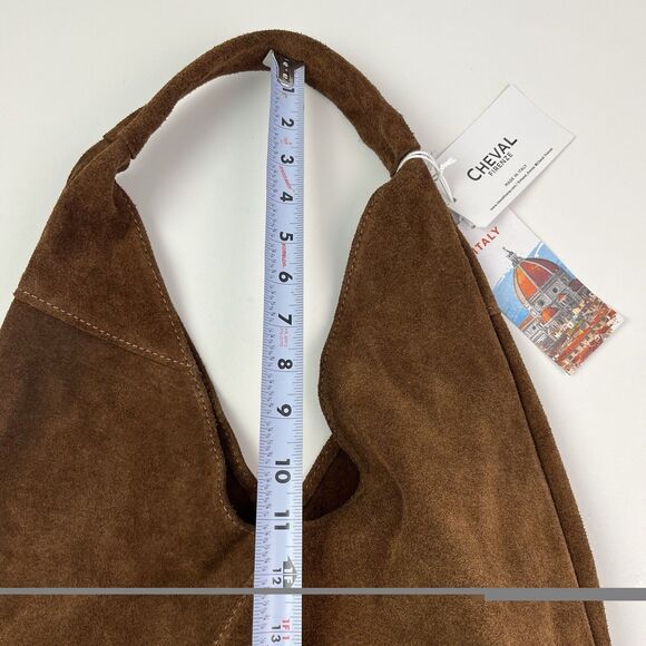 Cheval Italy Suede Leather Hobo Shoulder Bag Brown Oversized Tote Boho Hippie - Picture 9 of 14